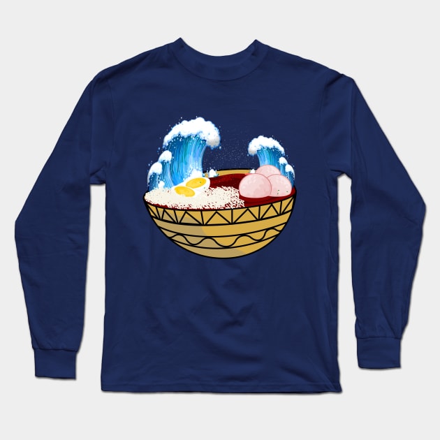 Great Wave Ramen Long Sleeve T-Shirt by ALLAMDZ